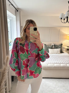 NINA PINK SHEER MULTICOLOUR BLOUSE