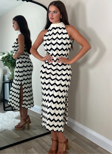 CARLA KNIT CHEVRON MIDI DRESS