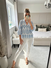 Load image into Gallery viewer, KATE BLUE BRODERIE BLOUSE