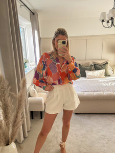 NINA PEACH SHEER MULTICOLOUR BLOUSE