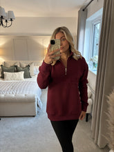 Load image into Gallery viewer, BROOKLYN BURGUNDY HALF ZIP JUMPER