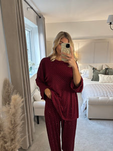 GABBY STUD BURGUNDY TWO PIECE COORD