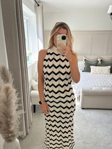 CARLA KNIT CHEVRON MIDI DRESS