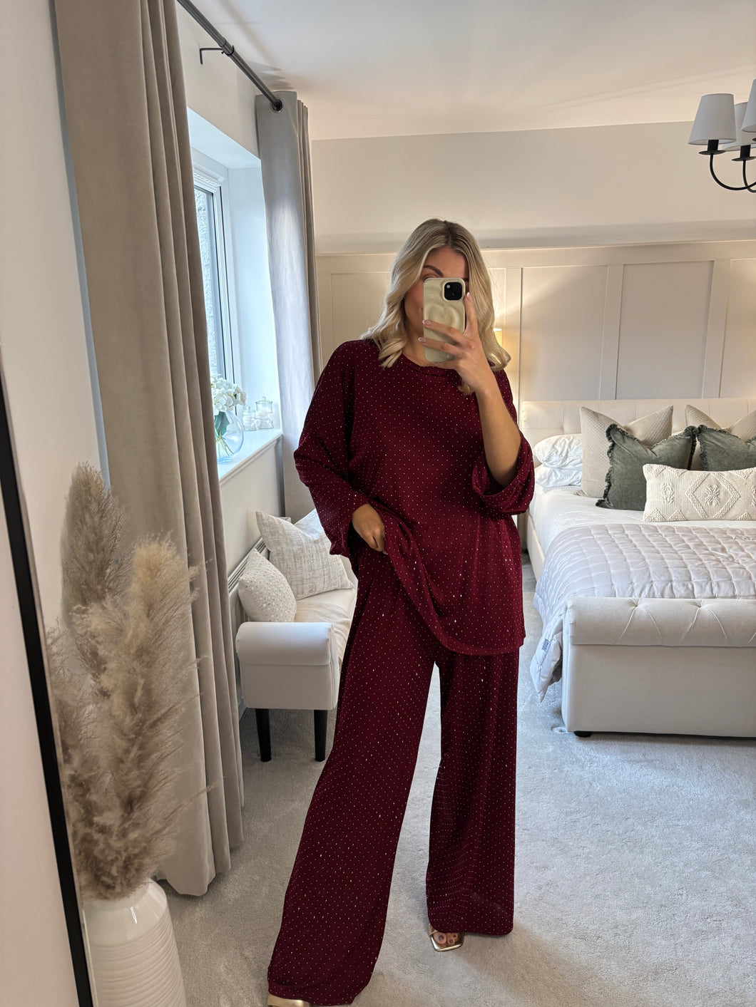 GABBY STUD BURGUNDY TWO PIECE COORD