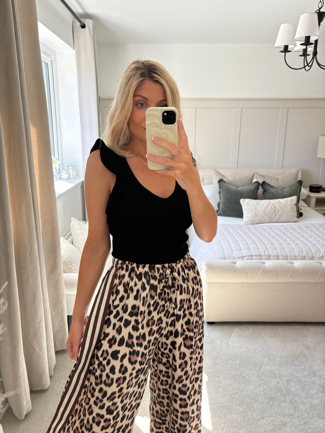 PENNY LEOPARD SIDE STRIPE TROUSERS