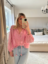 Load image into Gallery viewer, FIFI PINK FLORAL SHEER BLOUSE