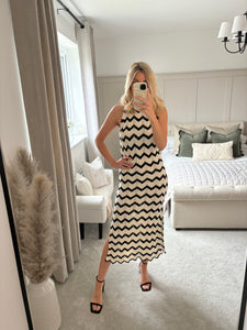 CARLA KNIT CHEVRON MIDI DRESS