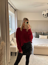 Load image into Gallery viewer, RUBY SEQUIN BOW BACK JUMPER