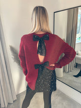 Load image into Gallery viewer, RUBY SEQUIN BOW BACK JUMPER