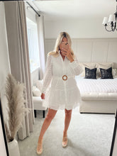 Load image into Gallery viewer, SIENNA WHITE BRODERIE BELTED DRESS