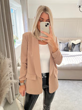 Load image into Gallery viewer, CARLY CAMEL RUCHED SLEEVE BLAZER