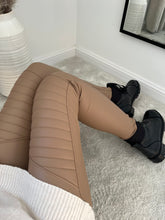 Load image into Gallery viewer, SANDY TAUPE BIKER LEATHER LOOK LEGGINGS